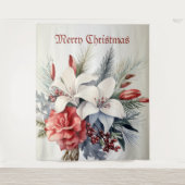 Christmas White Red Flowers Holidays Elegant Wandteppich (Vorderseite)