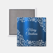 Christmas White Snowflakes Navy Blue Holidays Magnet (Vorderseite/Rückseite)