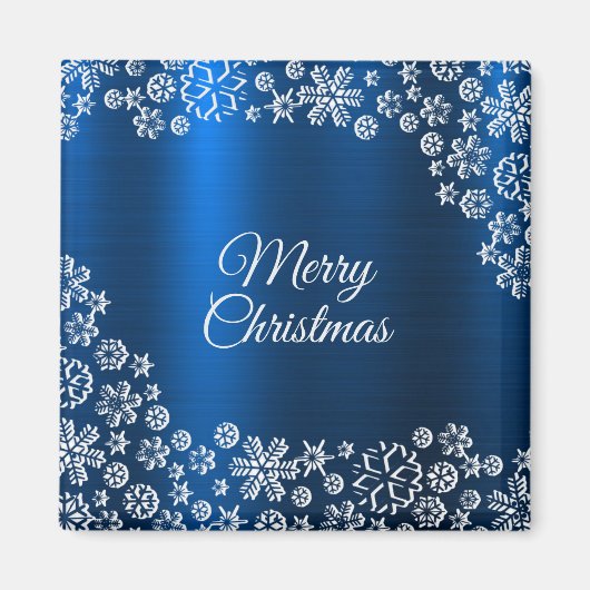 Christmas White Snowflakes Navy Blue Holidays Magnet (Vorne)