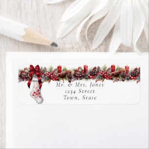 Christmas White Strumpf Red Satin Ribbon