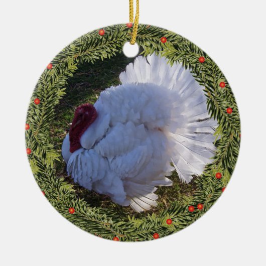 Christmas White Turkey Tom Keramik Ornament (Vorne)