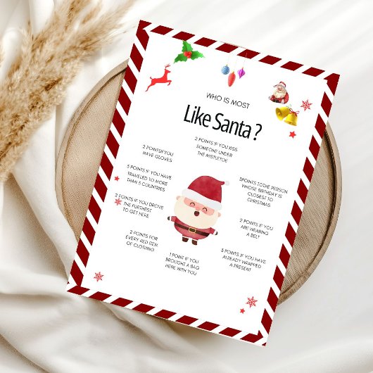 Christmas “Who is Most Likely” Santa Card Gam card Einladung