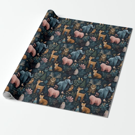 Christmas Wild Animals Wrapping Paper Geschenkpapier (Ungerollt)