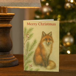 Christmas Wildlife Red Fox Holiday  Feiertagskarte