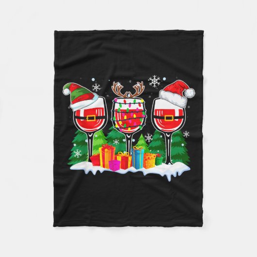 Christmas Wine - Funny Reindeer Santa Xmas Alcohol Fleecedecke (Vorderseite)