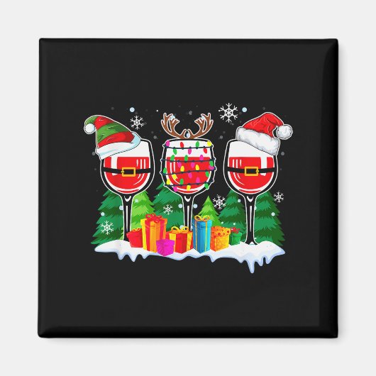 Christmas Wine - Funny Reindeer Santa Xmas Alcohol Magnet (Vorne)