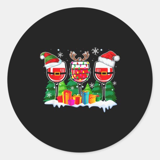 Christmas Wine - Funny Reindeer Santa Xmas Alcohol Runder Aufkleber (Vorderseite)