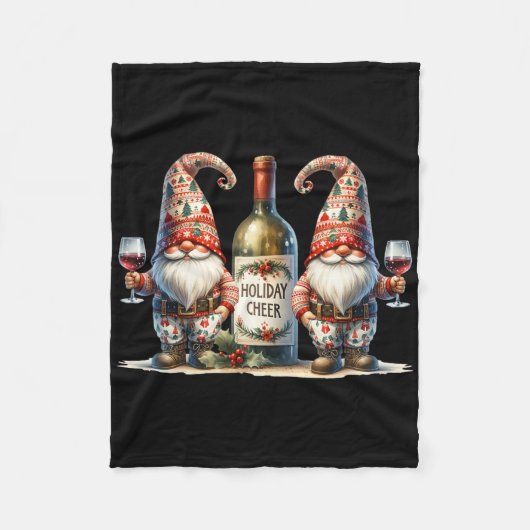 Christmas Wine Santa Gnomes For Women For Xmas Hol Fleecedecke (Vorderseite)