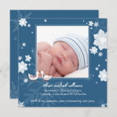 Christmas Winter Baby Boy Blue Birth Ankündigung (Vorne/Hinten)