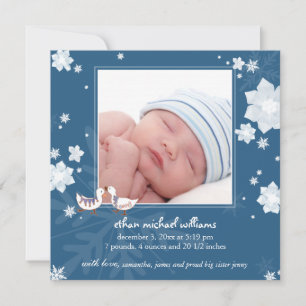 Christmas Winter Baby Boy Blue Birth Ankündigung