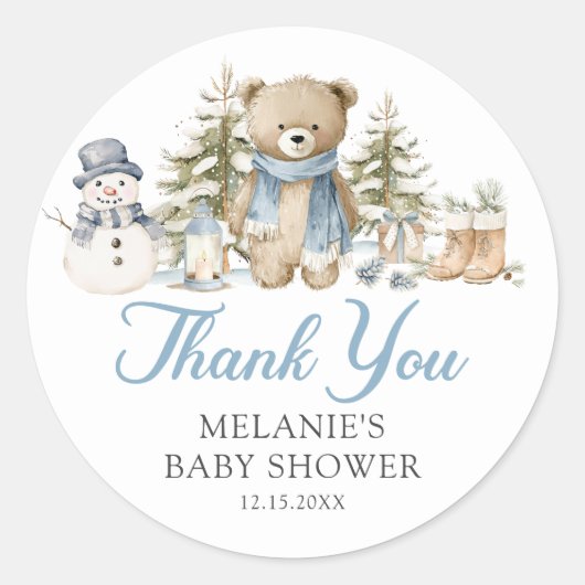 Christmas Winter Baby Shower Favor Runder Aufkleber (Vorderseite)