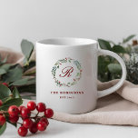 Christmas Winter Berry Wreath Family Name Monogram Kaffeetasse<br><div class="desc">Maßgeschneiderte Monogramm-Tasse für die Urlaubssaison mit festlichem Winterberry-Kranz mit personalisiertem Familiennamen Monogramm.</div>