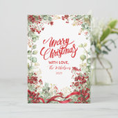Christmas Winter Berry Wreath Feiertagskarte (Stehend Vorderseite)