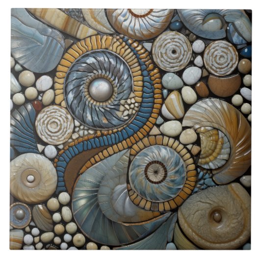 Christmas Winter Blue Beige Circle Pattern Fliese (Vorderseite)