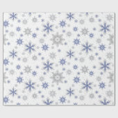 Christmas Winter Blue Silver Snowflakes Glitzer Geschenkpapier (Flach)