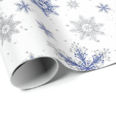 Christmas Winter Blue Silver Snowflakes Glitzer Geschenkpapier (Rolleneckpunkt)