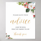 Christmas Winter Bridal Shower Advice Card Poster (Vorne)