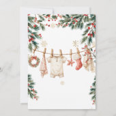  Christmas Winter Clothesline Santa Baby Shower Einladung (Rückseite)