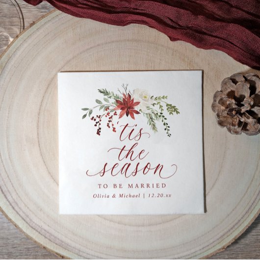 Christmas Winter December Tis the Season Wedding Serviette