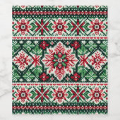Christmas/Winter fair isle red & green Weinetikett (Einzelnes Label)