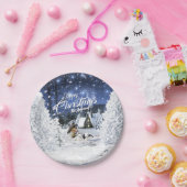 Christmas Winter Fairy Tale, Tricolor Collie Dog - Pappteller (Party)