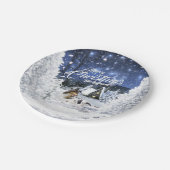 Christmas Winter Fairy Tale, Tricolor Collie Dog - Pappteller (Schrägansicht)