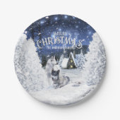 Christmas Winter Fairy Tale, Wolves in Snow - Pappteller (Vorderseite)