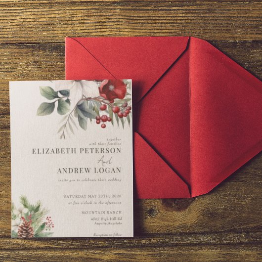 Christmas Winter Floral | Christmas Wedding Einladung