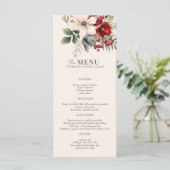Christmas Winter Floral Elegant Wedding Menu (Stehend Vorderseite)