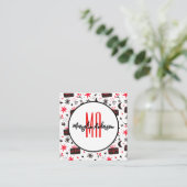 CHRISTMAS WINTER GIFTS AND SNOWFLAKES MONOGRAM QUADRATISCHE VISITENKARTE (Stehend Vorderseite)