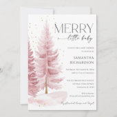 Christmas Winter Girl Merry Little Baby Shower Einladung (Vorderseite)