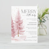 Christmas Winter Girl Merry Little Baby Shower Einladung (Stehend Vorderseite)