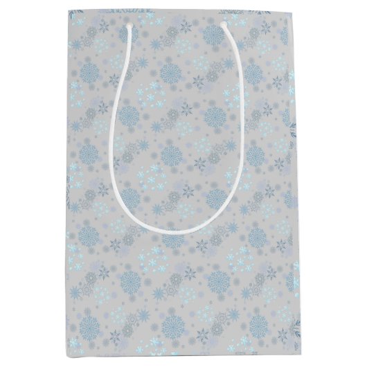 Christmas Winter Hanukkah Snowflake design Mittlere Geschenktüte (Vorderseite)