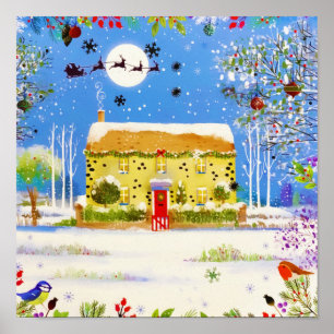 Christmas Winter Home Watercolor Poster