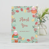 Christmas Winter Lamb Floral Border Illustration Dankeskarte (Stehend Vorderseite)