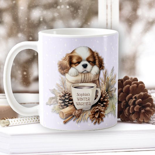 Christmas Winter Lila Cavalier King Charles Dog Kaffeetasse