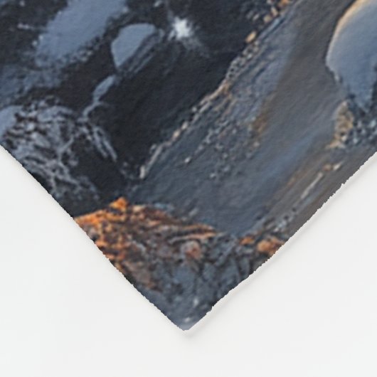 Christmas Winter Log Cabin Snow River Sun    Fleecedecke (Ecke)