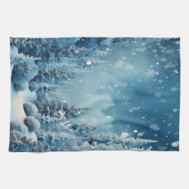 Christmas Winter Pine Tree Forest Snowing Geschirrtuch