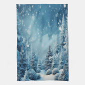 Christmas Winter Pine Tree Forest Snowing Geschirrtuch (Vertikal)