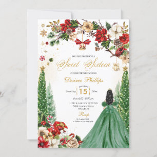 Christmas Winter Poinsettia Princess 16 . Geburtst Einladung