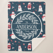 CHRISTMAS WINTER POLAR BEAR FAMILIE MONOGRAM SHERPADECKE (Vorderseite)