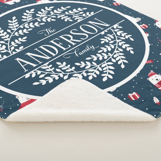 CHRISTMAS WINTER POLAR BEAR FAMILIE MONOGRAM SHERPADECKE (3/4)