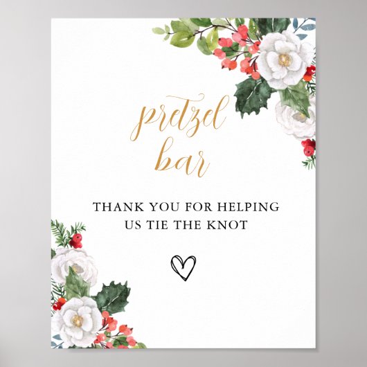 Christmas Winter Pretzel Bar Bridal Shower Sign Poster (Vorne)