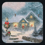 Christmas Winter Quadratischer Aufkleber<br><div class="desc">Christmas Winter</div>