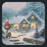 Christmas Winter Quadratischer Aufkleber<br><div class="desc">Christmas Winter</div>