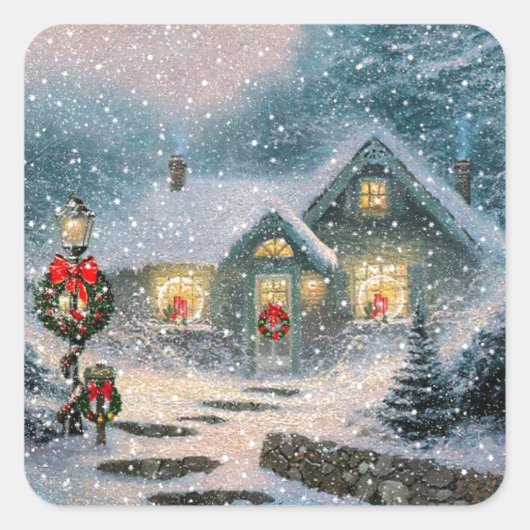 Christmas Winter Quadratischer Aufkleber (Vorderseite)