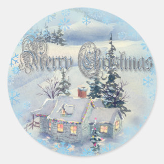 CHRISTMAS WINTER SCENE 2 by SHARON SHARPE Runder Aufkleber