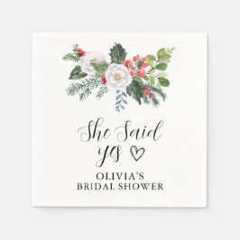 Christmas Winter She SAid Yes Brautparty Serviette