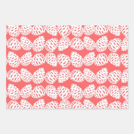 Christmas Winter Snow Pine Cones Red Grey Geschenkpapier Set (Vorderseite 2)