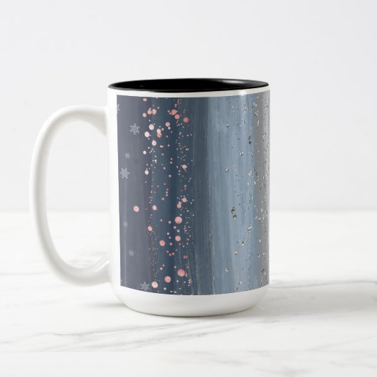 Christmas Winter Snowflake Zweifarbige Tasse (Links)